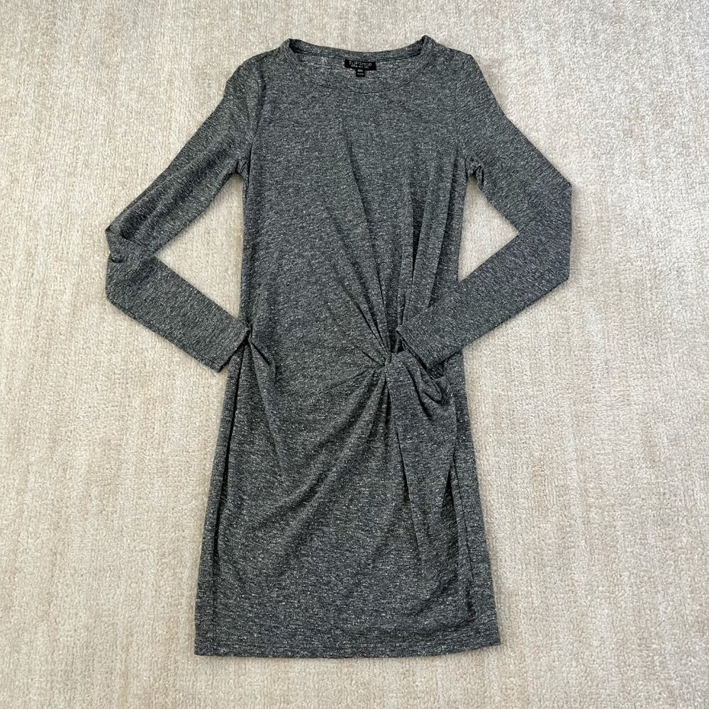 Topshop Long Sleeve Draped Knit Dress US 2 Gray